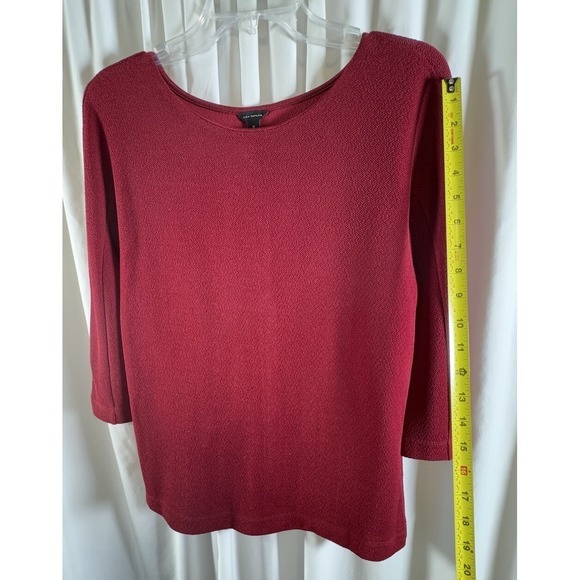 Ann Taylor Burgundy Red Textured 3/4 Sleeve Button‎ Back Blouse Top S Chic 72-31 - Picture 6 of 11